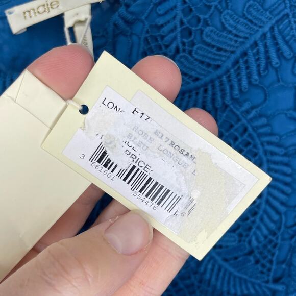 NWT New Maje Rosane Guipure Lace Long Sleeve Dress in Deep Teal Size 3(L) - Picture 8 of 9